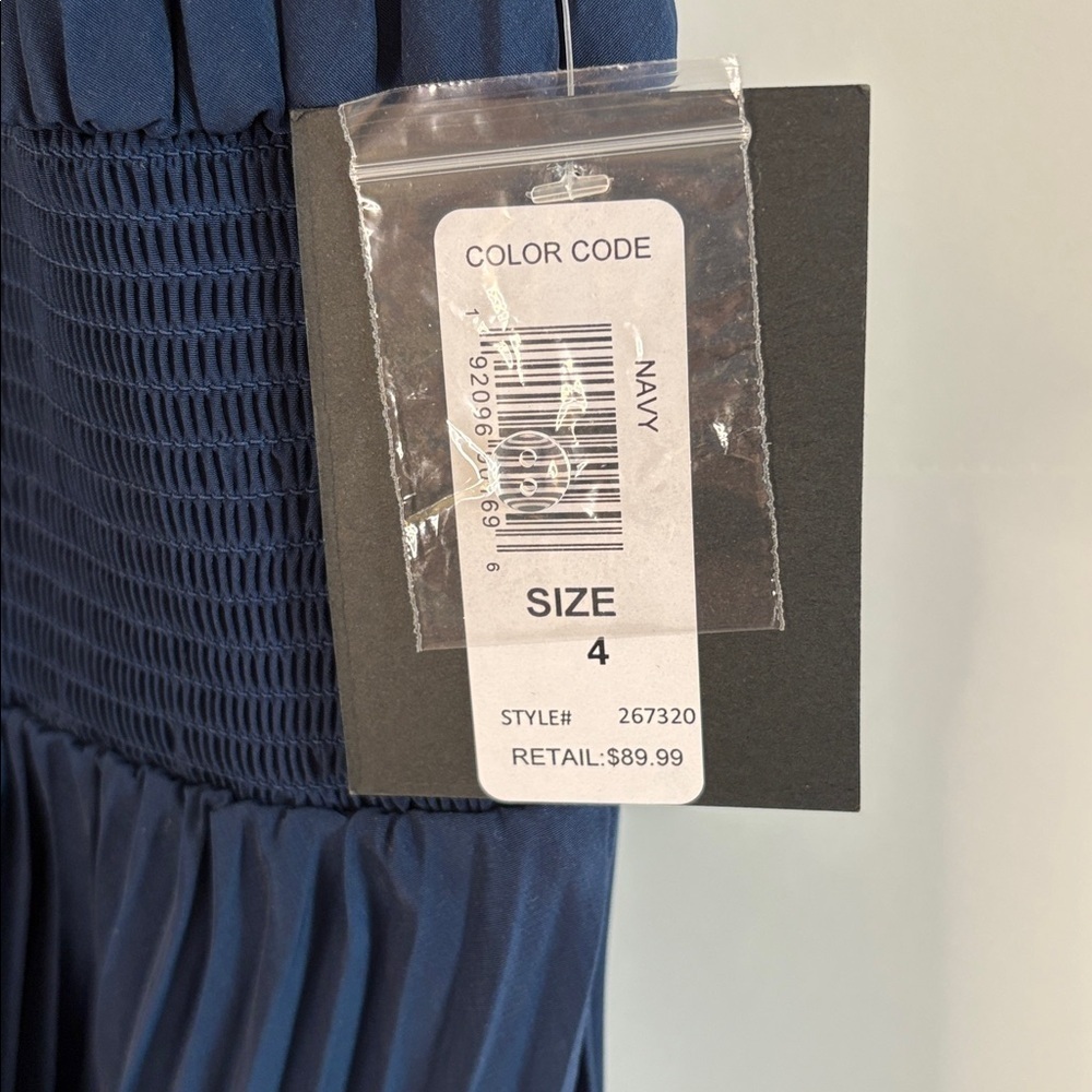 MARINA Deep Blue Knife Pleated Sleeveless Midi Dress - Picture 5 of 12
